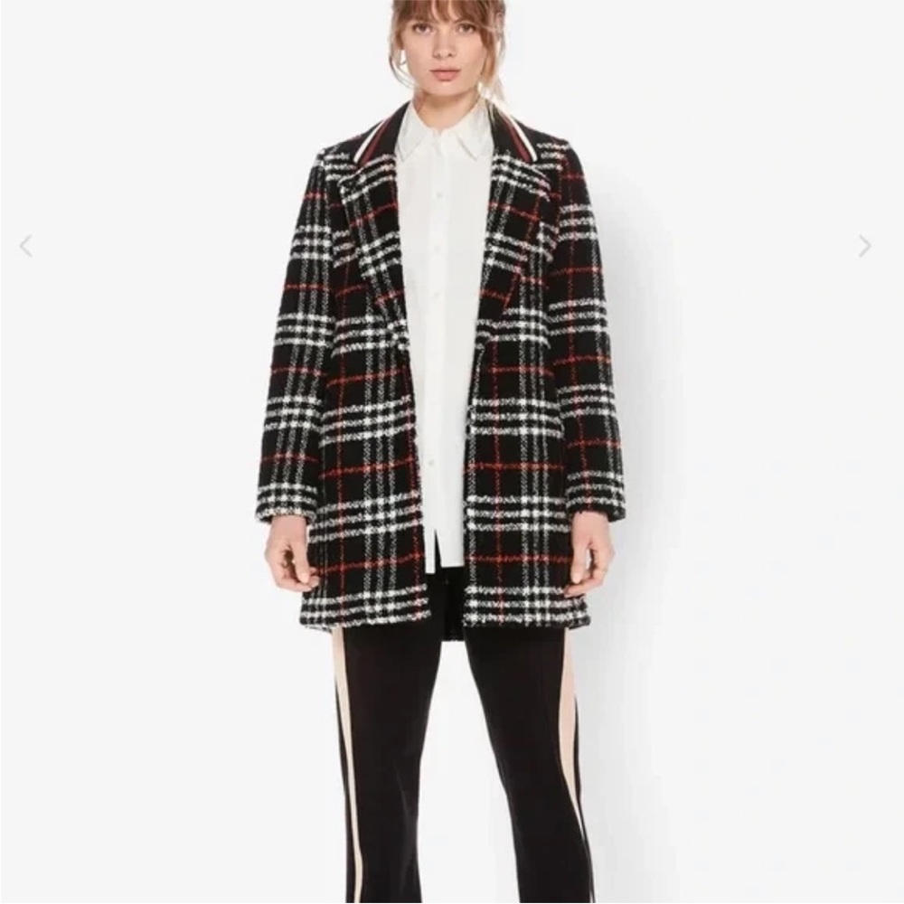 Scotch & Soda Black and White Plaid Blazer Coat